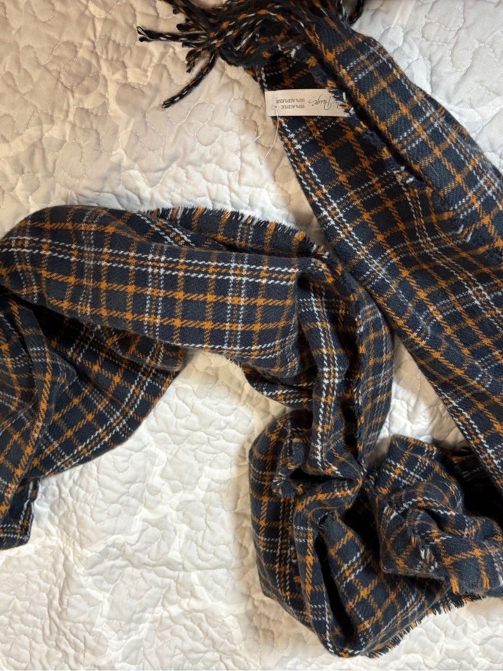 Charlie Paige Black Plaid Scarf with Mustard Accents